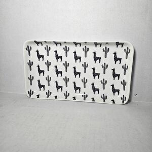 H&M Home Llama Cactus Black And White Decorative Tray